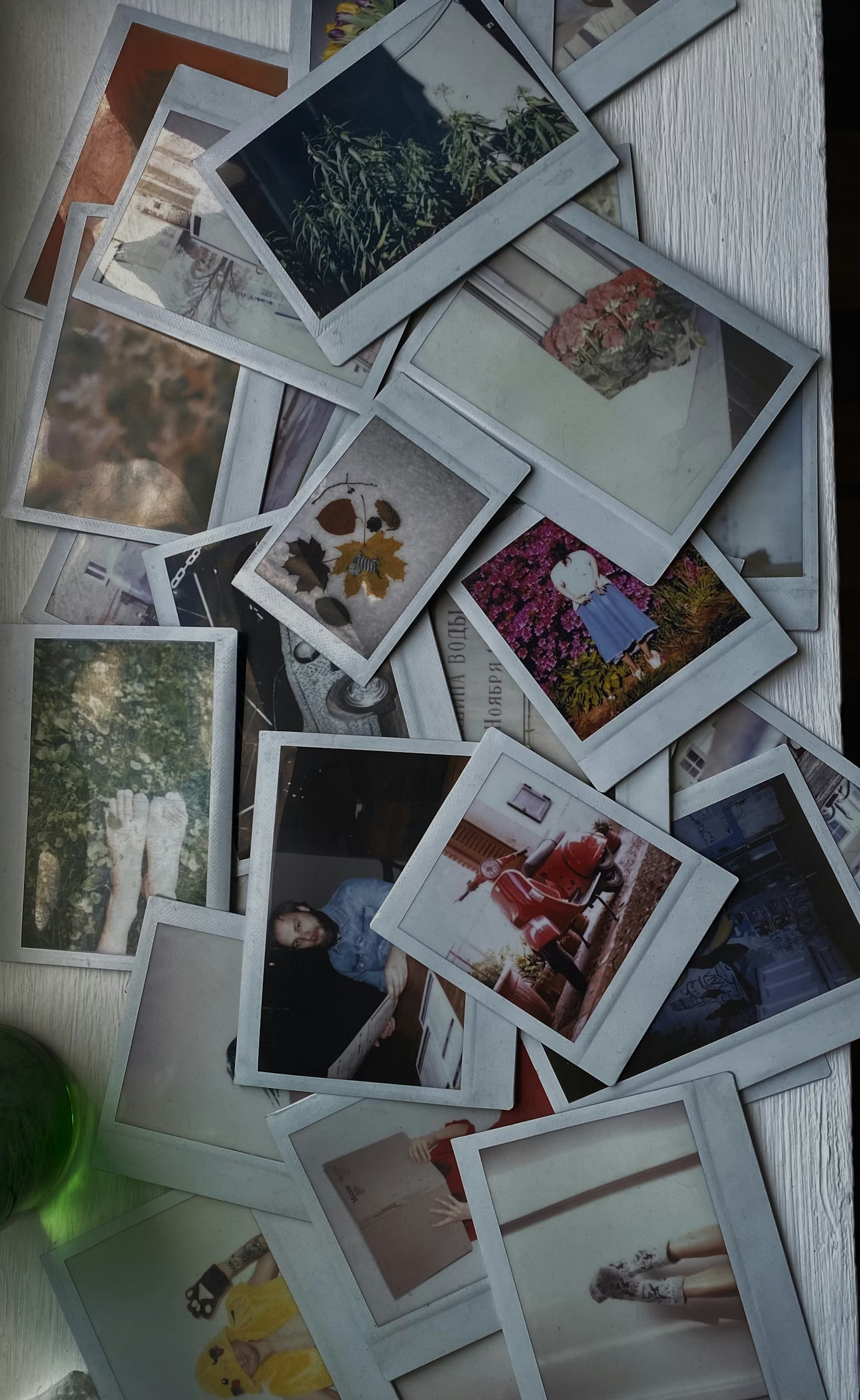 Scattered polaroid photos